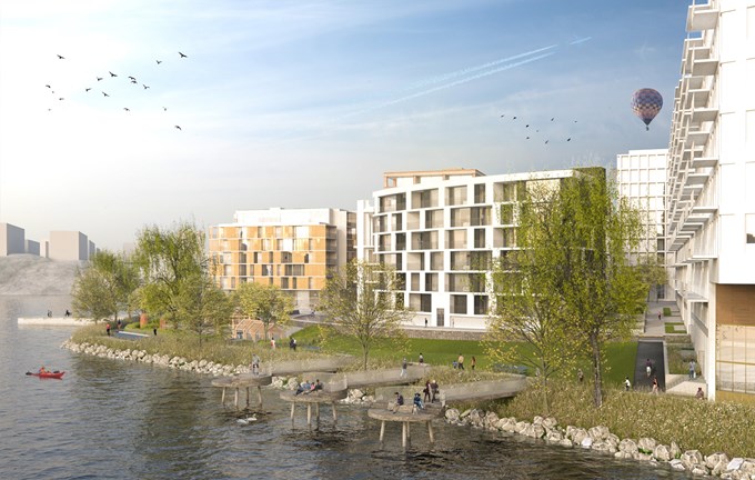 visualisering av primus - ett projekt med lägenheter med bostadsrätt på lilla essingen stockholm